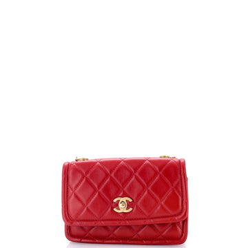 Chanel Button On Top Flap Clutch With