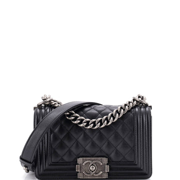 Chanel Boy Flap Bag Quilted Caviar Small