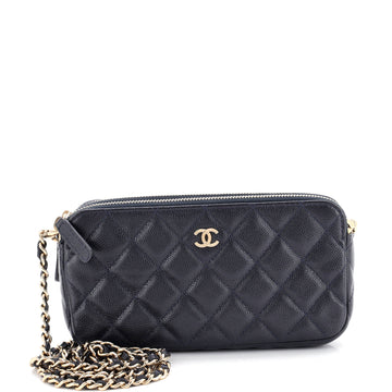 Chanel Double Zip Clutch With Chain