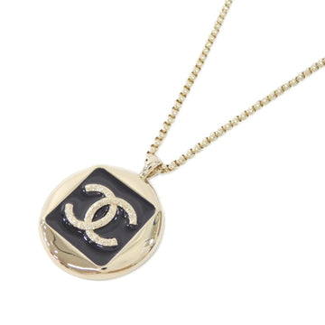 Chanel Pendant Necklace Metal Black And
