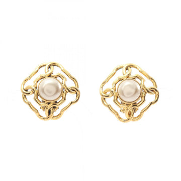 Chanel Earrings Pearl Gold-Tone Metal