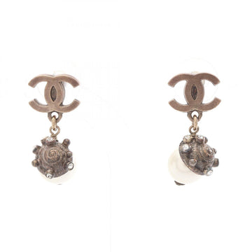 Chanel Cc Logo Earrings Metal Gold-Tone
