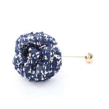 Chanel Brooch Leather Blue Navy White