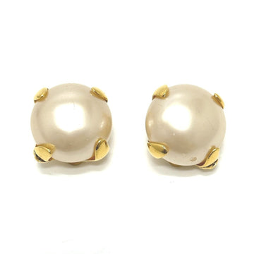 Chanel Vintage Earrings Pearl Gold-Tone