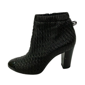 Chanel Black White Lambskin Boots