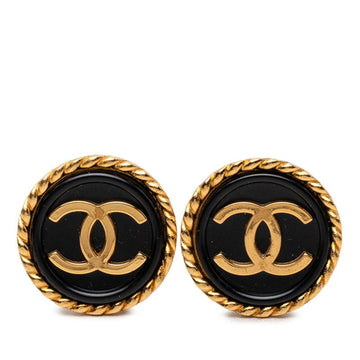 Chanel Cc Logo Clip-On Earrings Gold-