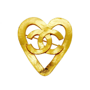 Chanel Cc Logo Heart Brooch Metal