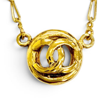 Chanel Cc Logo Circle Pendant Necklace