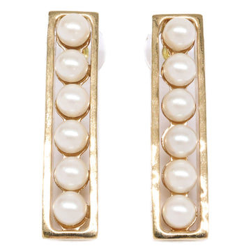 Chanel Earrings Pearl Gold-Tone Metal