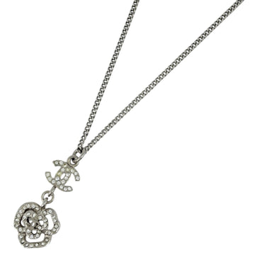 Chanel Cc Logo Pendant Necklace Silver-