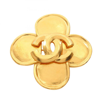 Chanel Cc Logo Clover Brooch Metal