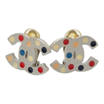 Chanel Cc Logo Clip-On Earrings Silver-