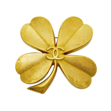 Chanel Cc Logo Clover Brooch Metal