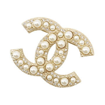 Chanel Cc Logo Brooch Gold-Tone Metal