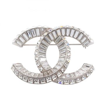 Chanel Cc Logo Brooch Sterling Silver