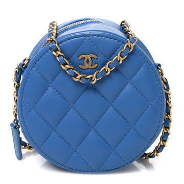 Chanel Lambskin Quilted Round Clutch