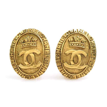 Chanel Cc Logo Earrings Gold Metal
