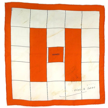 Hermes Petit Carre Scarf Orange/Off