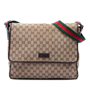 Gucci Gg Canvas Web Flap Messenger Bag