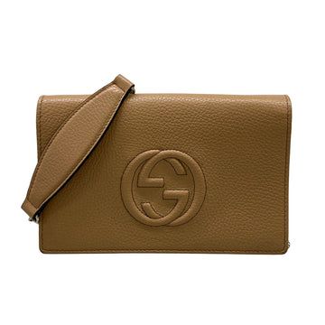 Gucci Soho Leather Chain Wallet Beige
