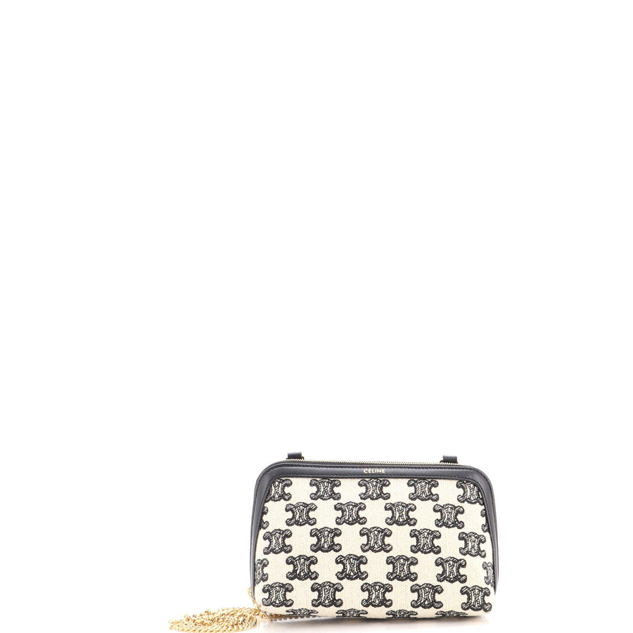 Celine Zip Around Chain Clutch Triomphe