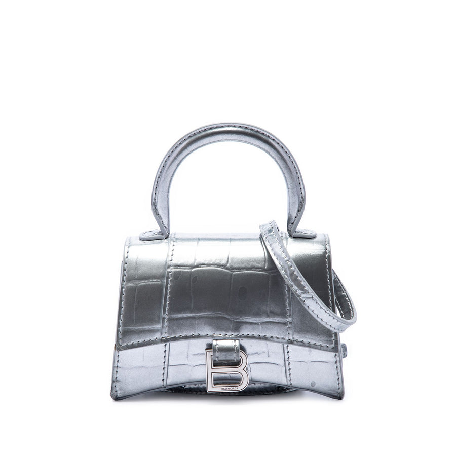 Balenciaga Mini Metallic Croc Embossed