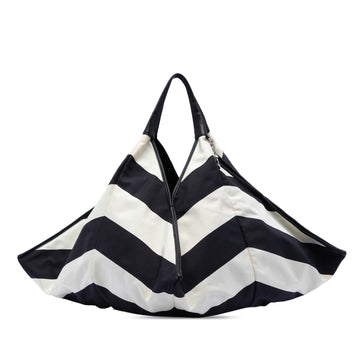 Chanel Cc Canvas Stripe Tote Pre-Loved
