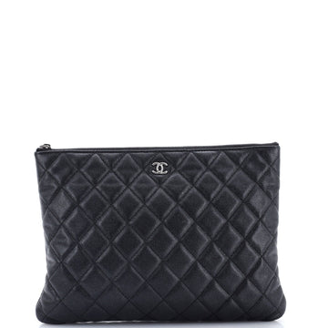 Chanel O Case Clutch Quilted Caviar