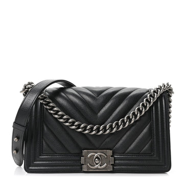 Chanel Caviar Chevron Quilted Medium Boy