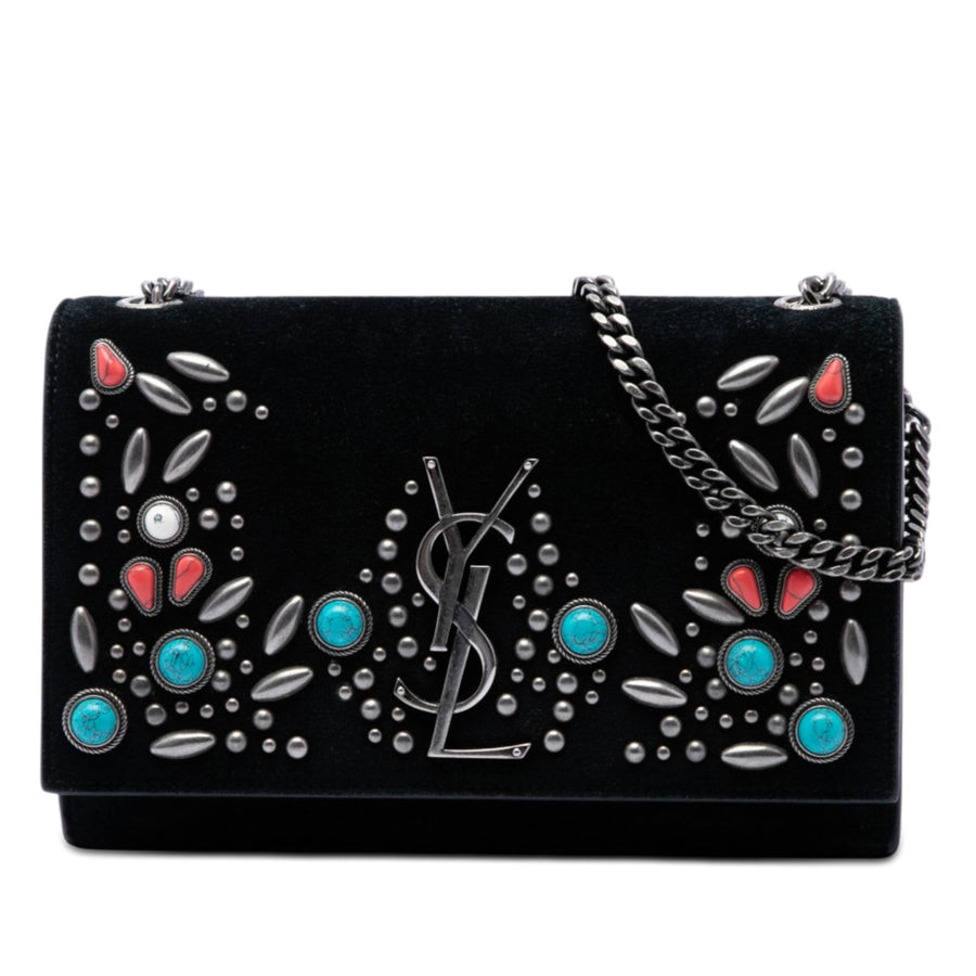 Saint Laurent Small Suede Stone Studded