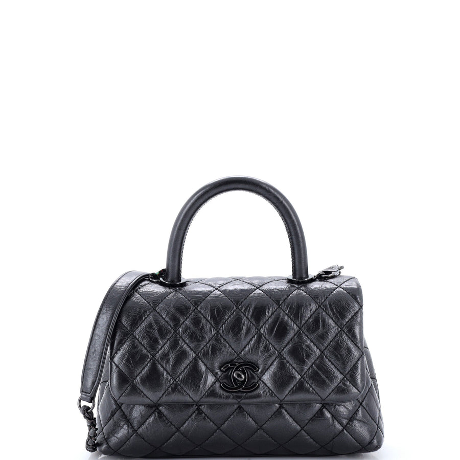 Chanel Coco Top Handle Bag Quilted Aged