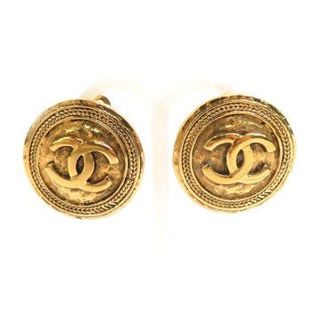 Chanel Cc Logo Earrings Gold Metal