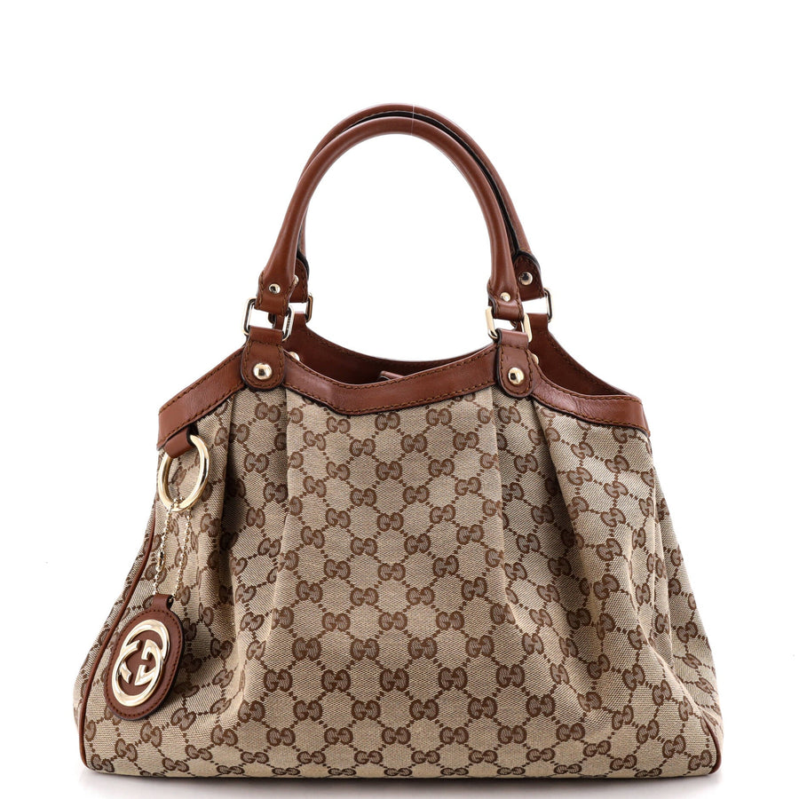 Gucci Sukey Tote Gg Canvas With Leather