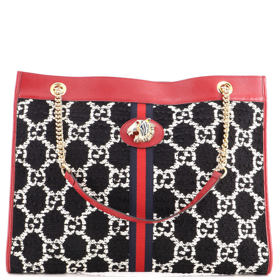 Gucci Rajah Chain Tote Gg Tweed Large