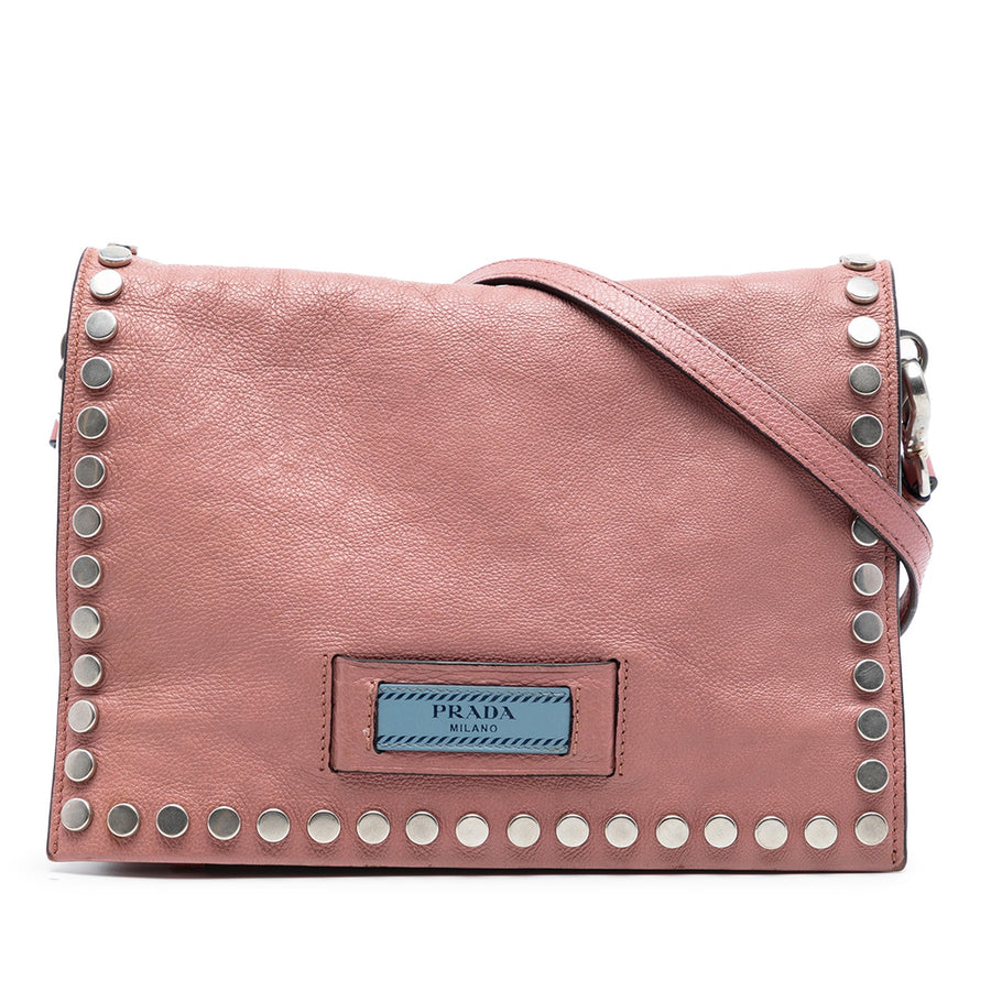 Prada Glace Calfskin Studded Etiquette