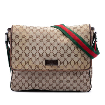 Gucci Gg Canvas Web Flap Messenger Bag