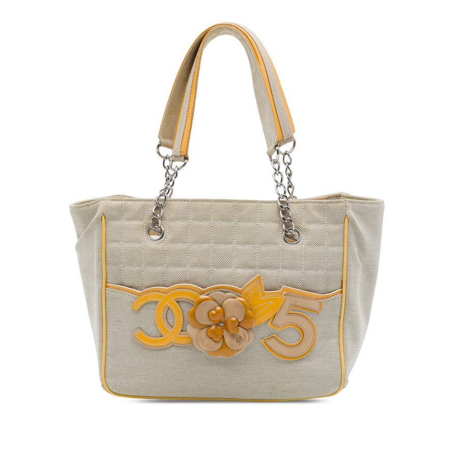 Chanel Cc Chocolate Bar Canvas Camellia
