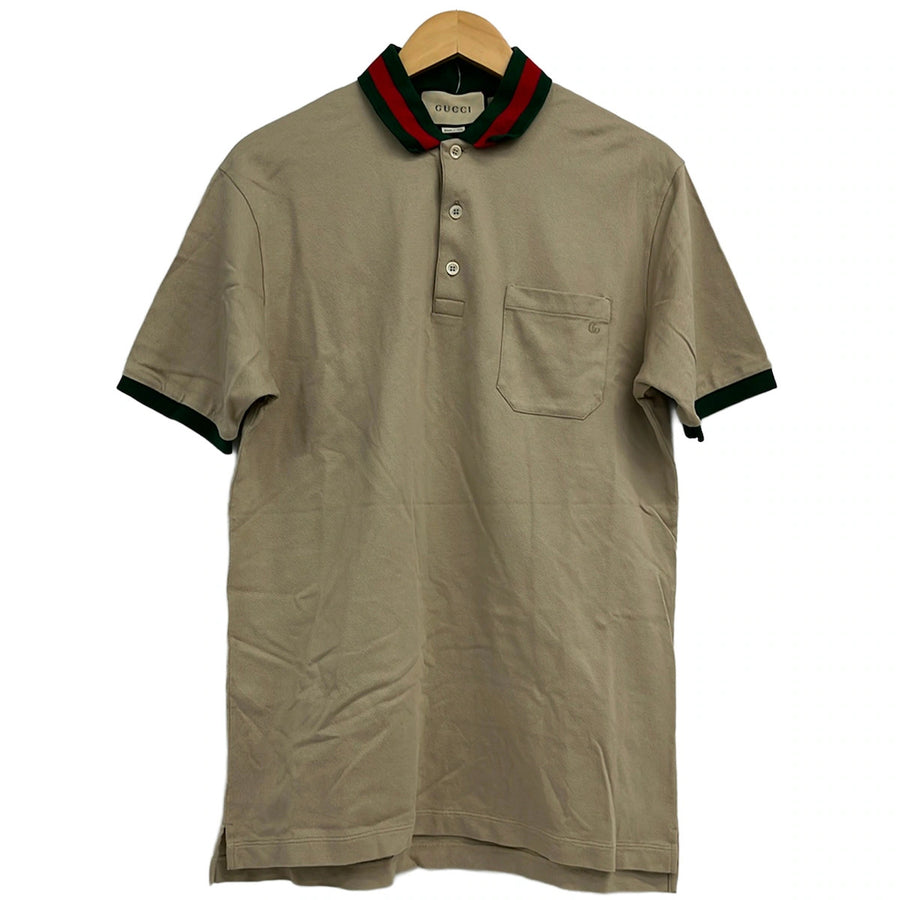 Gucci Beige Green Red Men's Polo Shirt