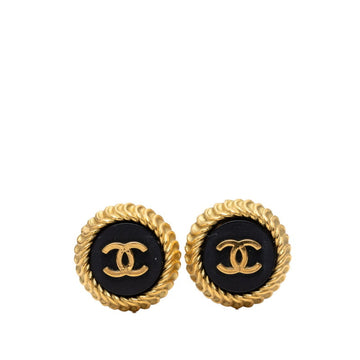 Chanel Cc Logo Clip-On Earrings Gold-