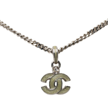 Chanel Cc Logo Pendant Necklace Silver-