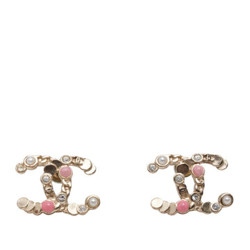 Chanel Cc Logo Earrings Gold-Tone Metal