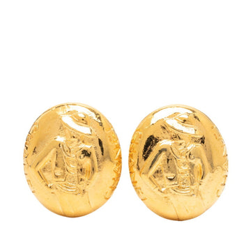 Chanel Earrings Logo Gold-Tone Metal