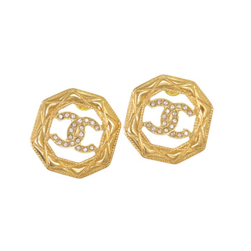 Chanel Cc Logo Earrings Gold-Tone Metal