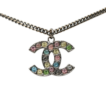 Chanel Cc Logo Pendant Necklace Silver-