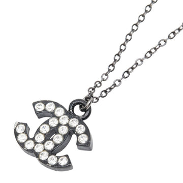 Chanel Cc Logo Pendant Necklace Silver-