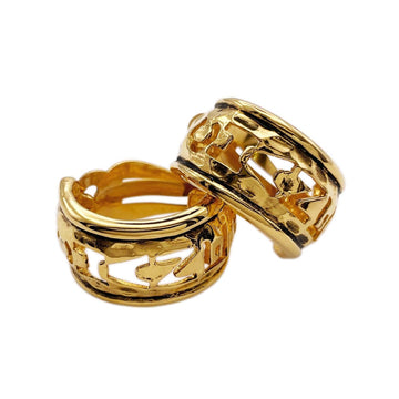 Chanel Vintage Earrings Logo Hoop Gold-