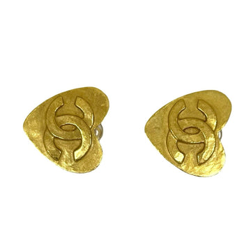 Chanel Cc Logo Heart Clip-On Earrings