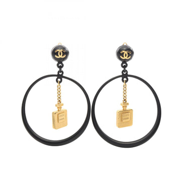 Chanel Cc Logo Hoop Earrings Metal Gold-