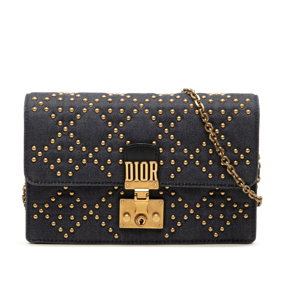 Dior Denim Cannage Studded Addict Wallet