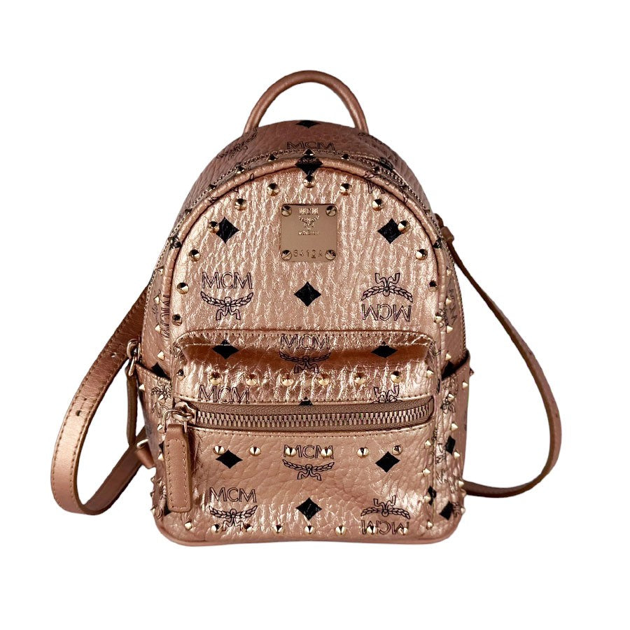 Mcm Backpack Metallic Pink Beige